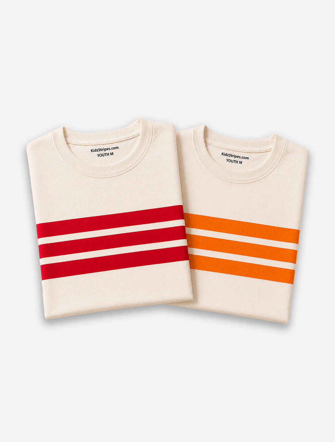 KidzStripes Sunburst 2-Pack — Red + Orange Stripe Tees