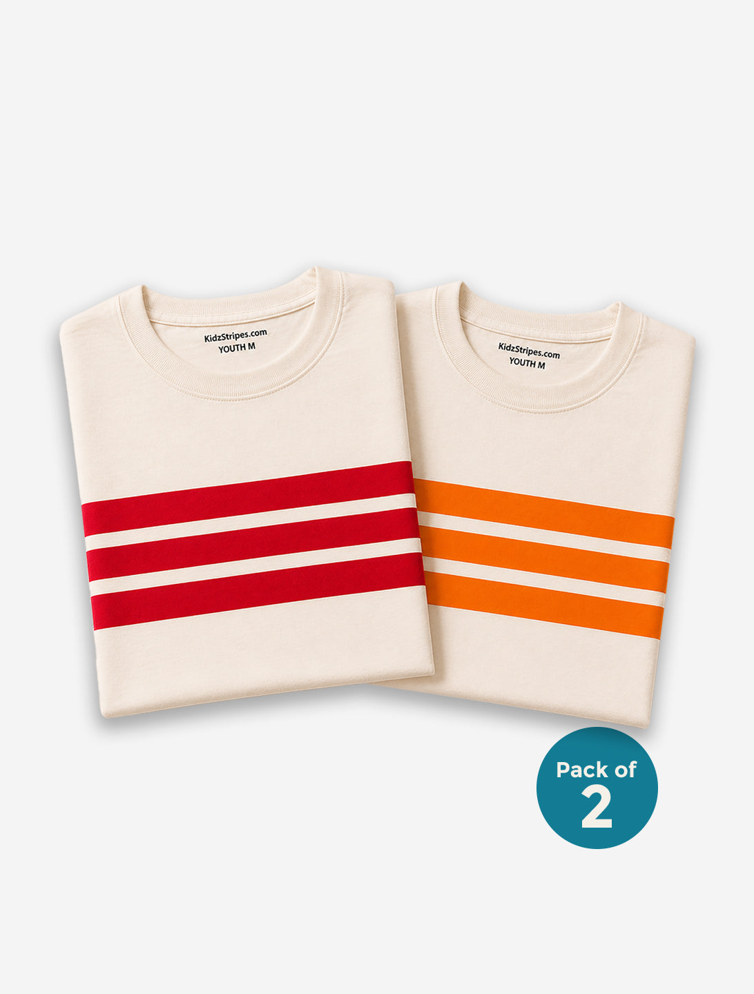 KidzStripes Sunburst 2-Pack — Red + Orange Stripe Tees